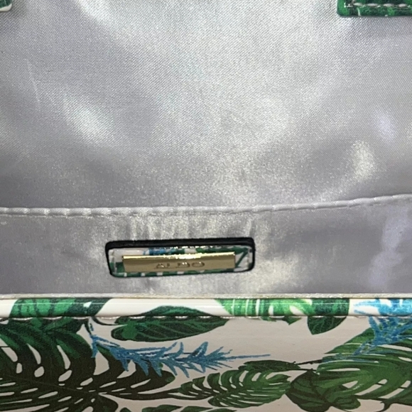 ALDO Palm Leaf Over Shoulder Bag Gold Chain Snap Summer Purse - Picture 4 of 6